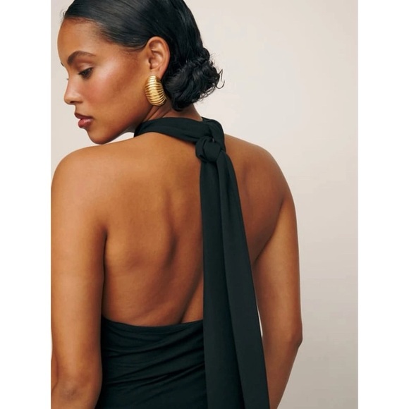 NWT Reformation Vienna Knit Top Mock Neck Halter in Black - Picture 4 of 11